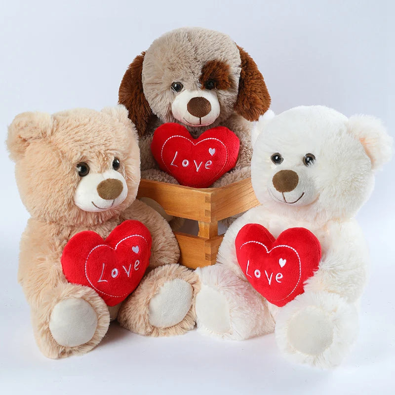 25cm Heart Bear Plush Toy – Cute Red Love Stuffed Animal for Valentine’s Day
